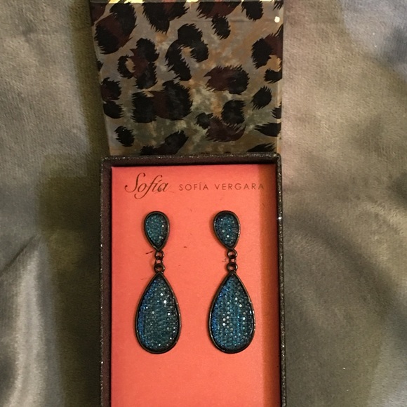 Sofia Vergara Blue Sparkle Dangle Earrings - Picture 3 of 5